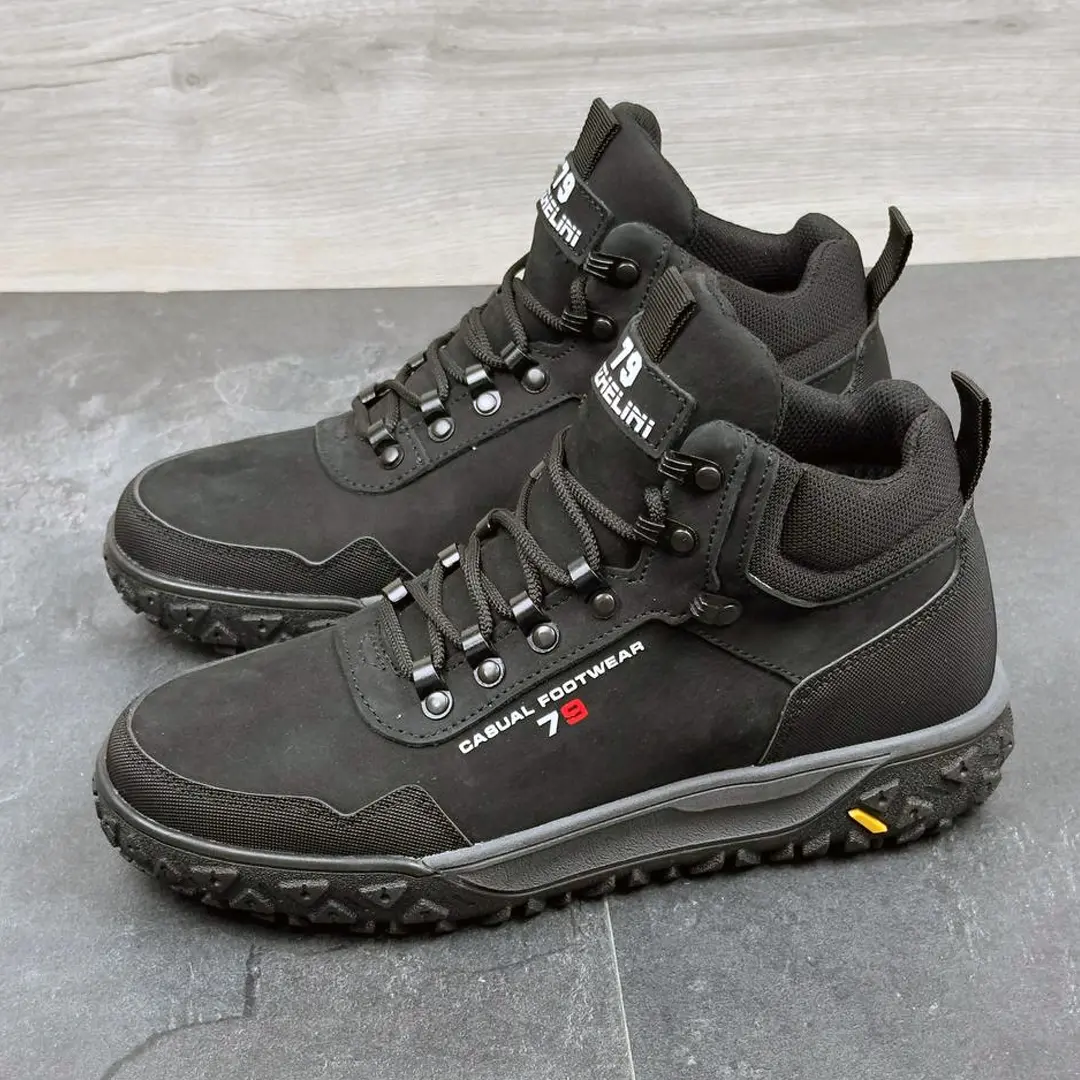 Чоловічі зимові нубукові черевики Б (чорні)