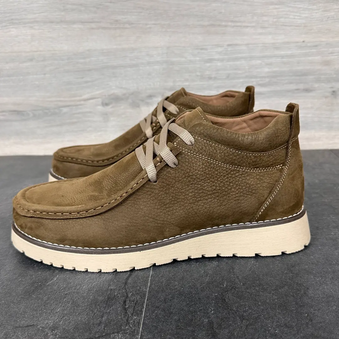 Чоловічі зимові шкіряні черевики (оливкові)