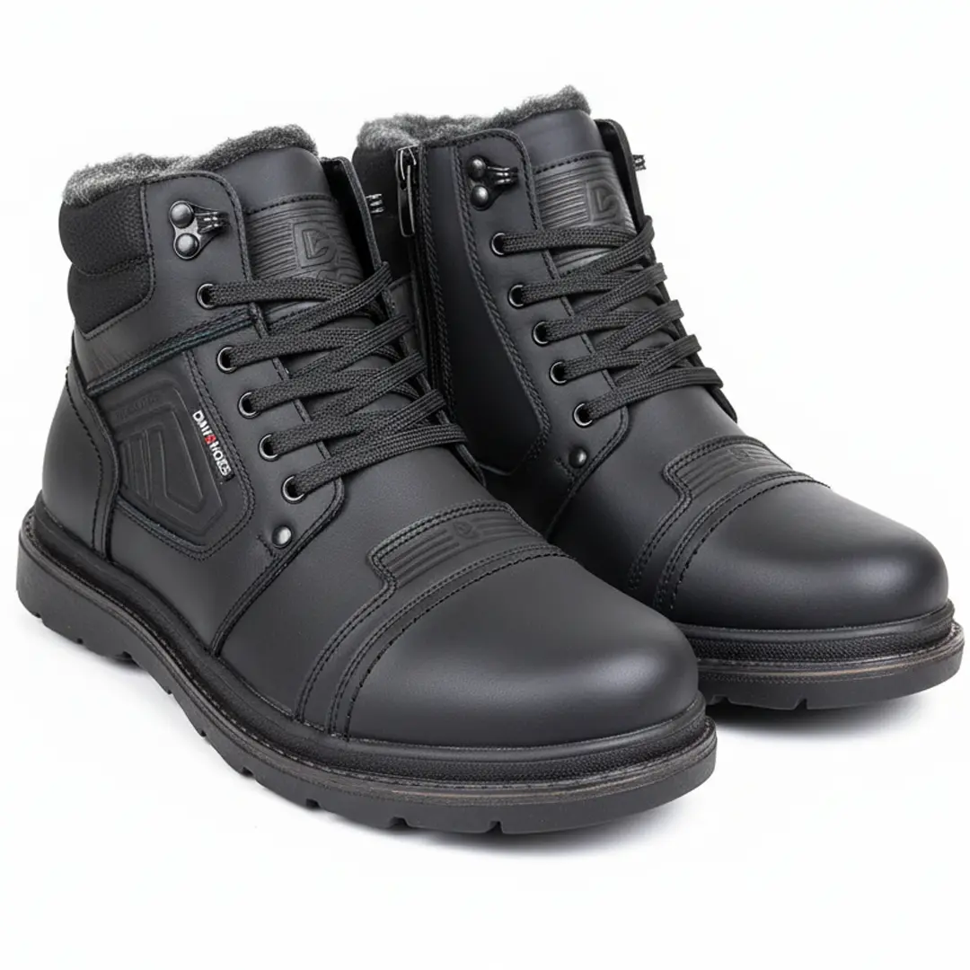Чоловічі зимові шкіряні черевики DS (чорні)