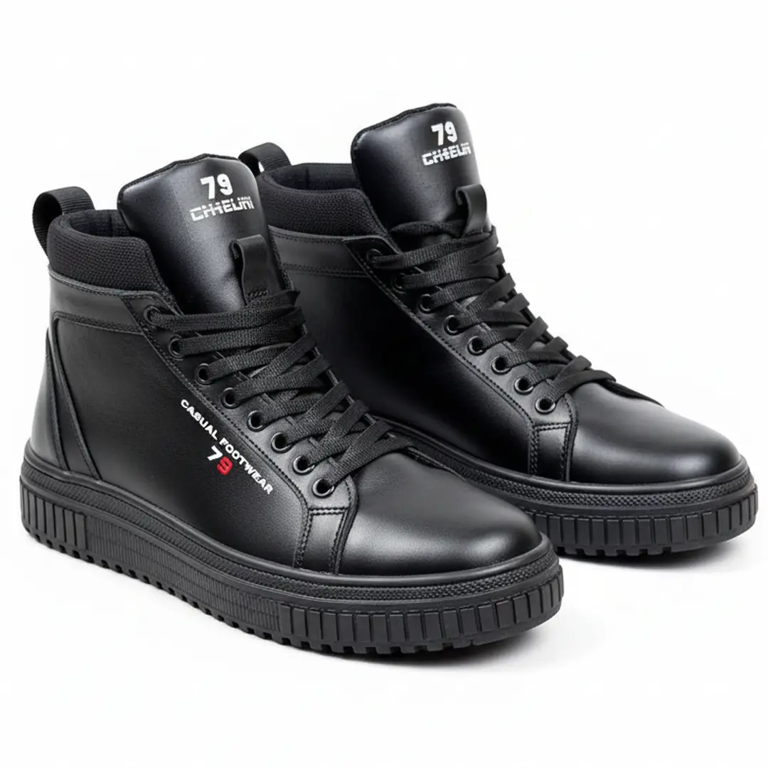 Чоловічі зимові шкіряні кросівки Б (чорні)