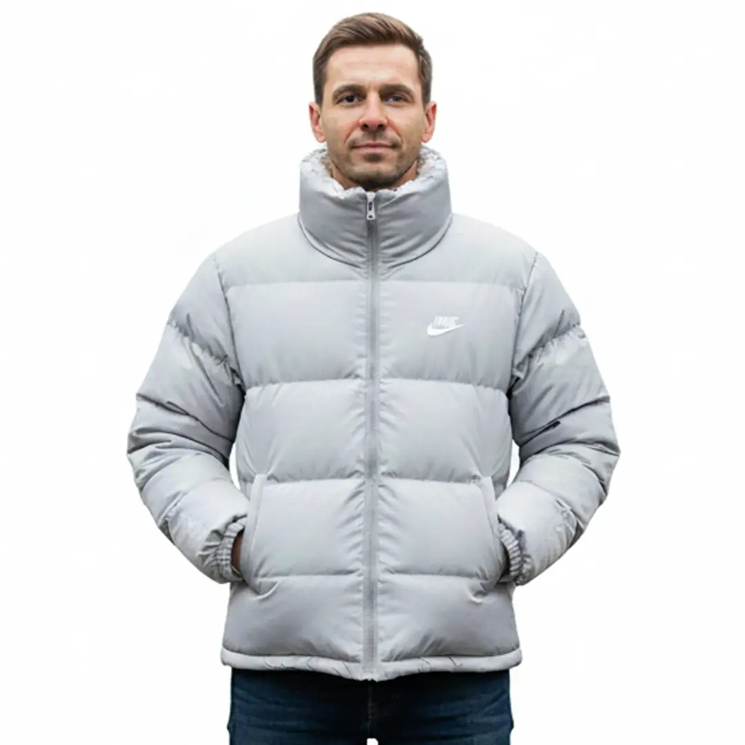 Чоловічий двосторонній пуховик Nike (блакитний з білим)