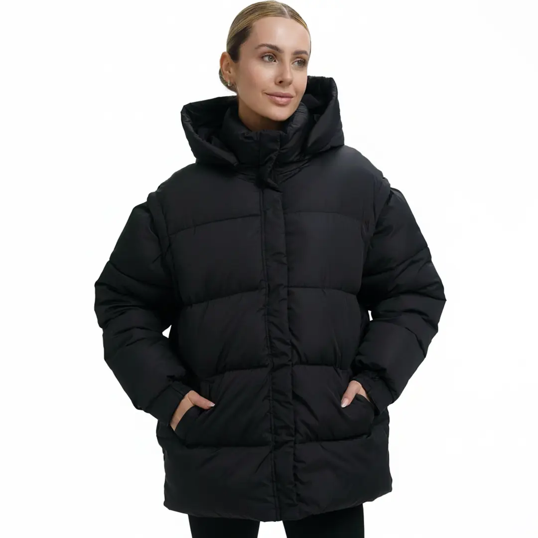 Пуховик трансформер жіночий Mishele (чорний матовий)