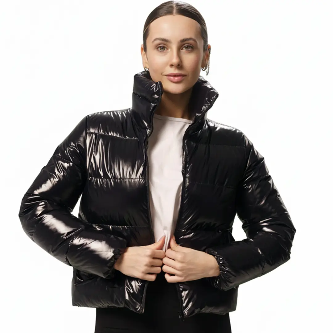 Пуховик укорочений жіночий Lolita (чорний глянець)
