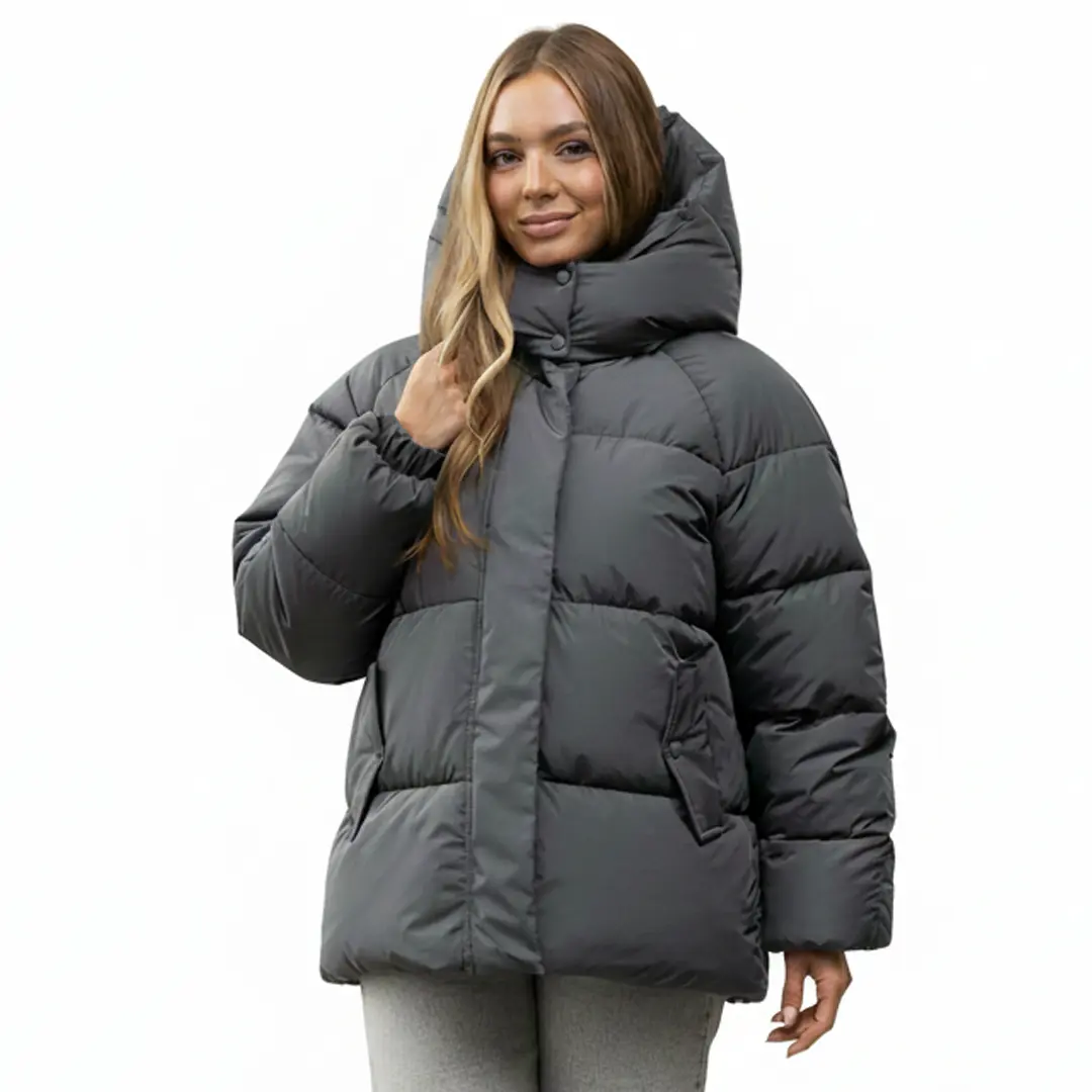Жіночий пуфер оверсайз (графіт)