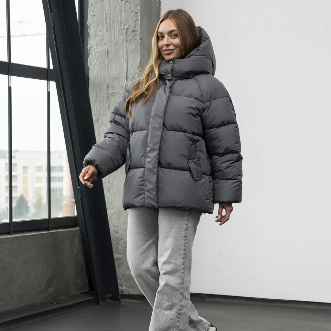 Жіночий пуфер оверсайз (графіт)