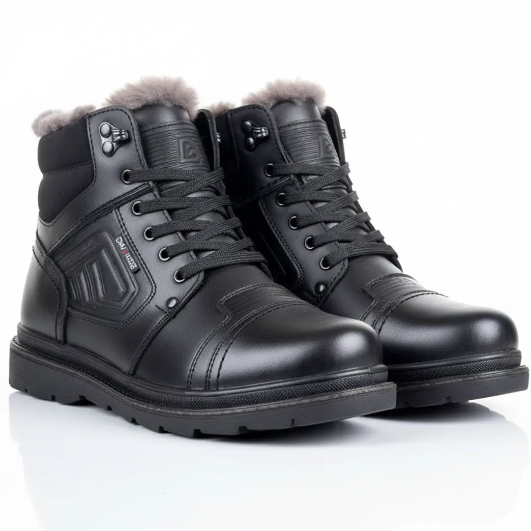 Чоловічі шкіряні зимові черевики DS (чорні)