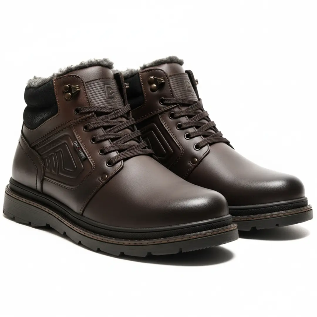 Чоловічі шкіряні зимові черевики DS (коричневі)