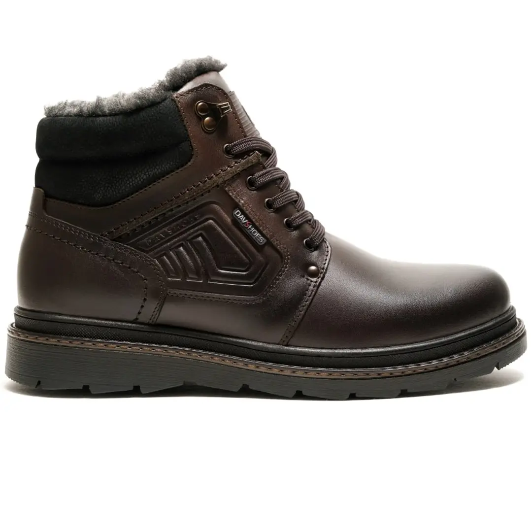 Чоловічі шкіряні зимові черевики DS (коричневі)