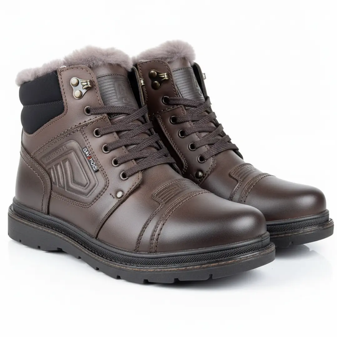 Чоловічі шкіряні зимові черевики DS (коричневі)