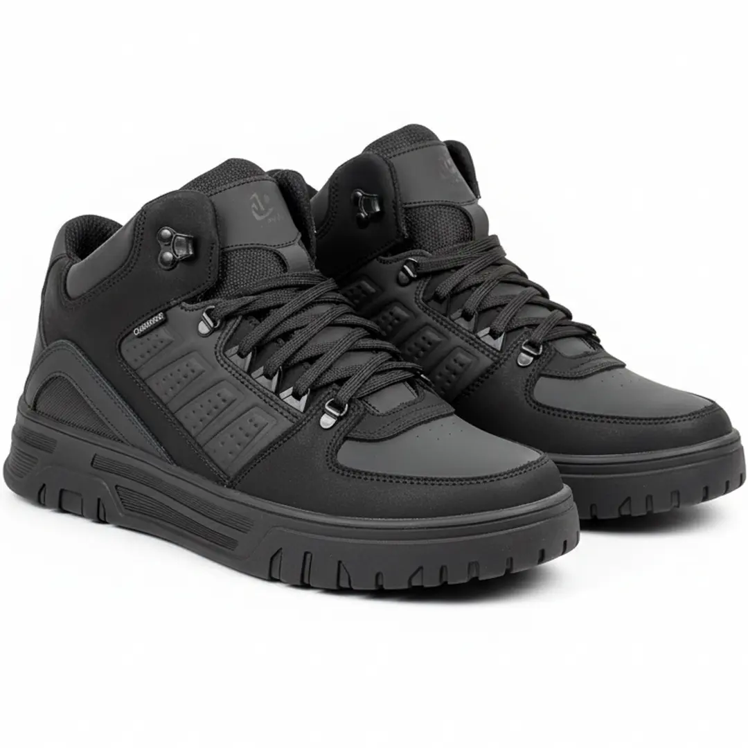 Чоловічі шкіряні зимові кросівки К (чорні)