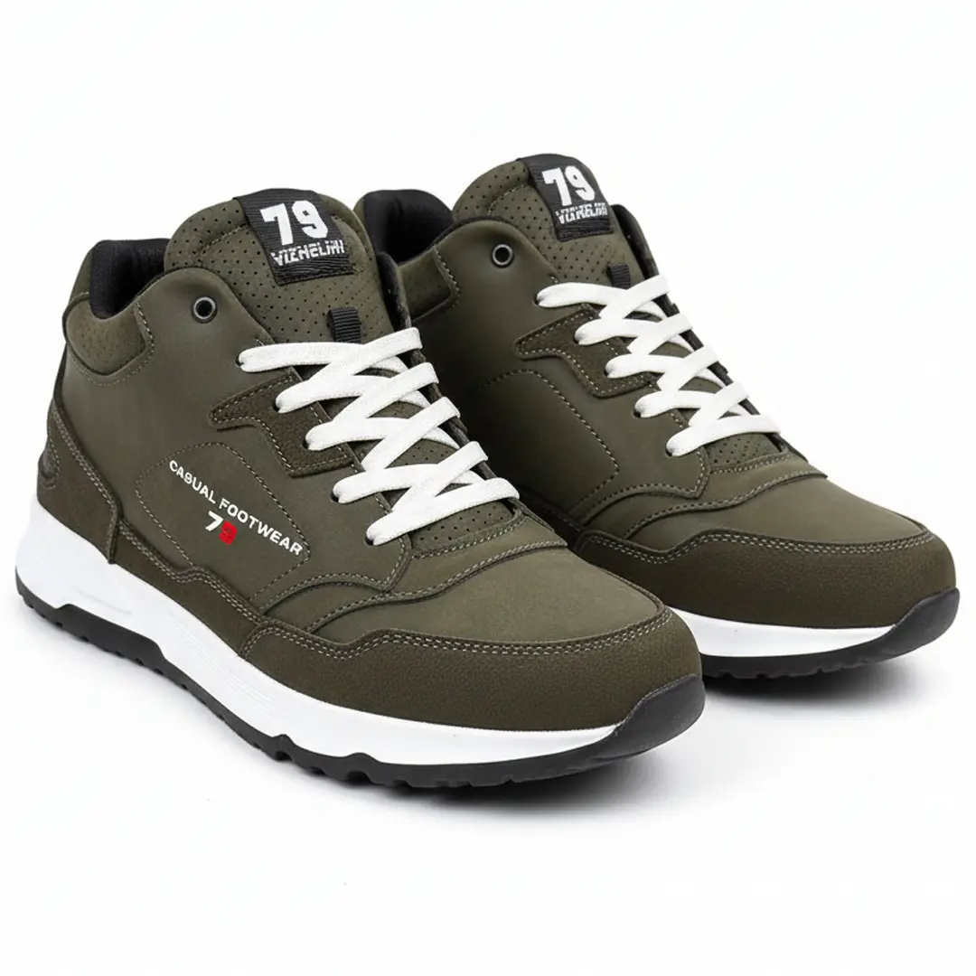 Чоловічі шкіряні зимові кросівки ПБ (хакі)