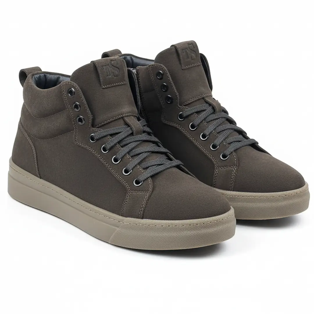 Чоловічі зимові черевики з натуральної замші (коричневі)