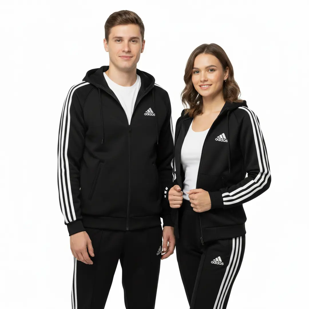 Зимовий спортивний костюм з капюшоном Adidas (чорний)
