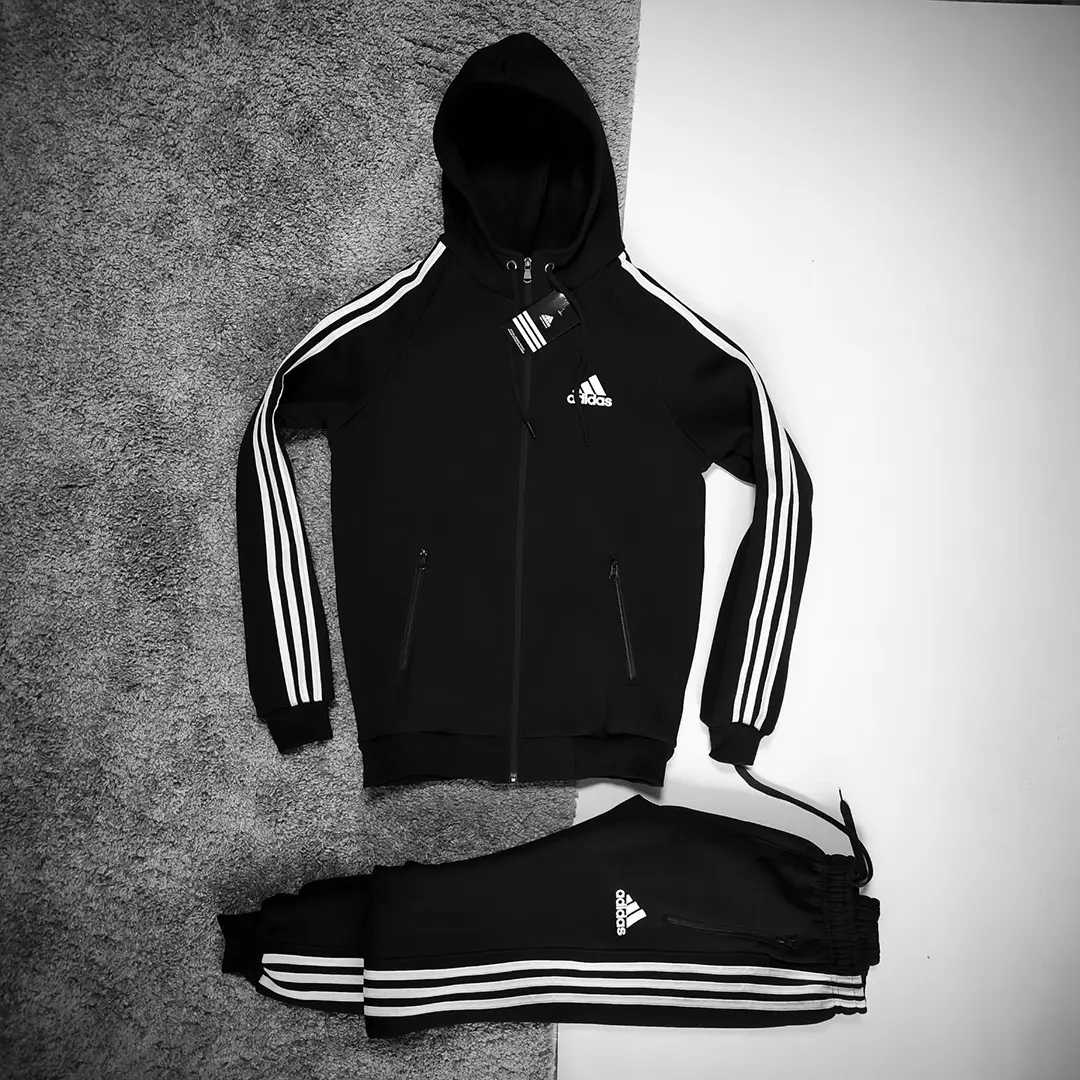Зимовий спортивний костюм з капюшоном Adidas (чорний)