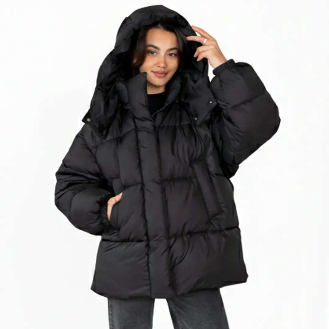 Жіночий дутий пуховик (чорний)