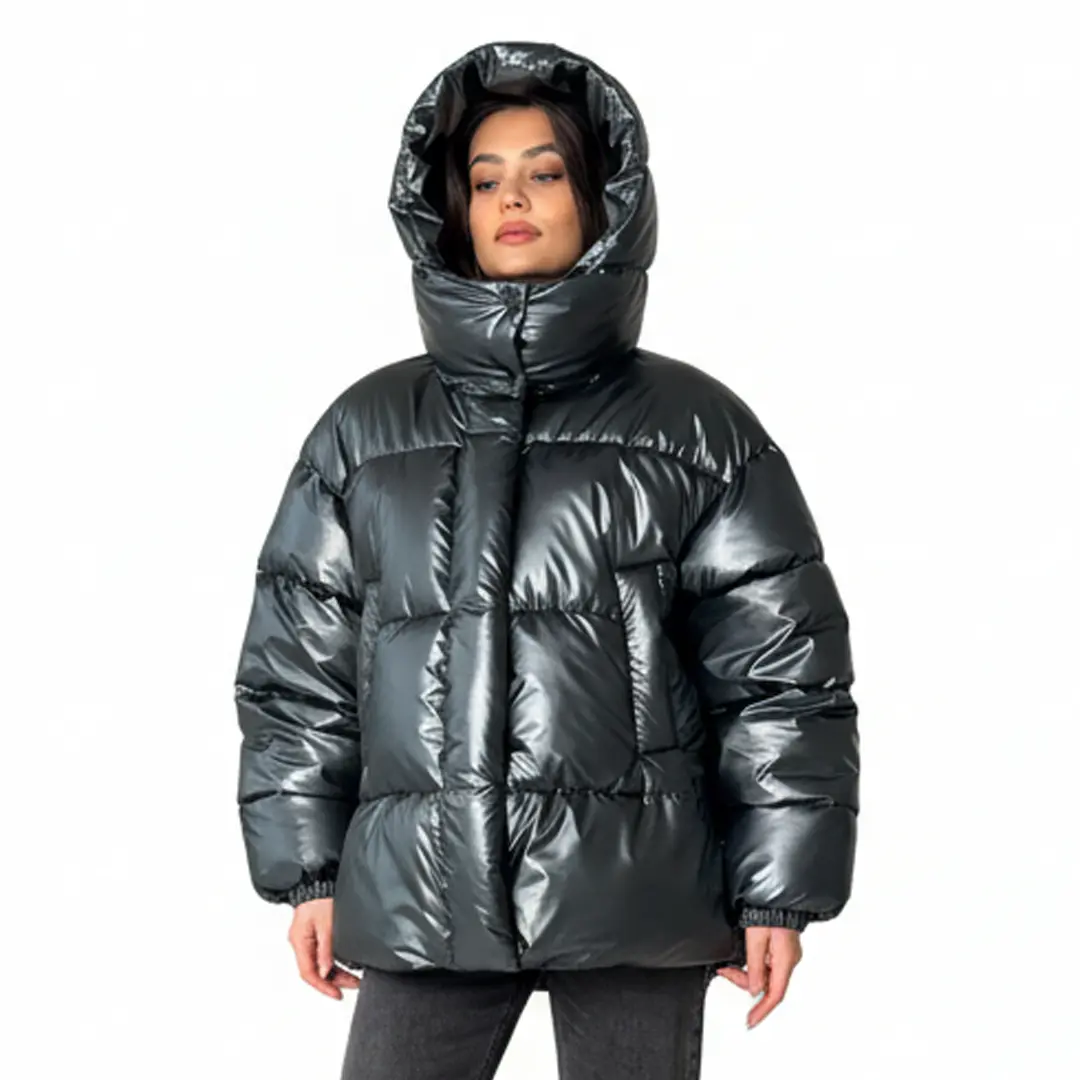 Жіночий дутий пуховик (лак)