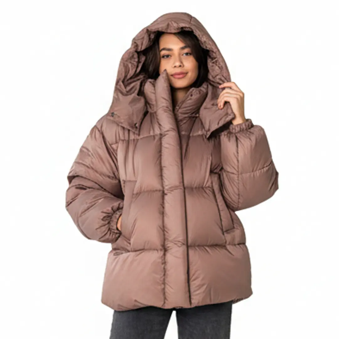 Жіночий дутий пуховик (шоколад)