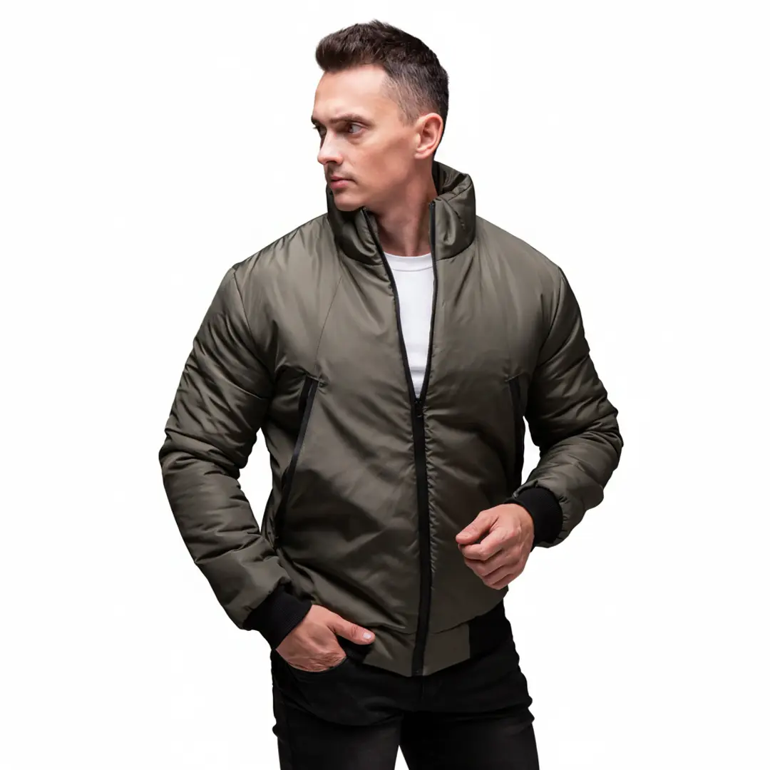 Чоловіча утеплена куртка бомбер (хакі)