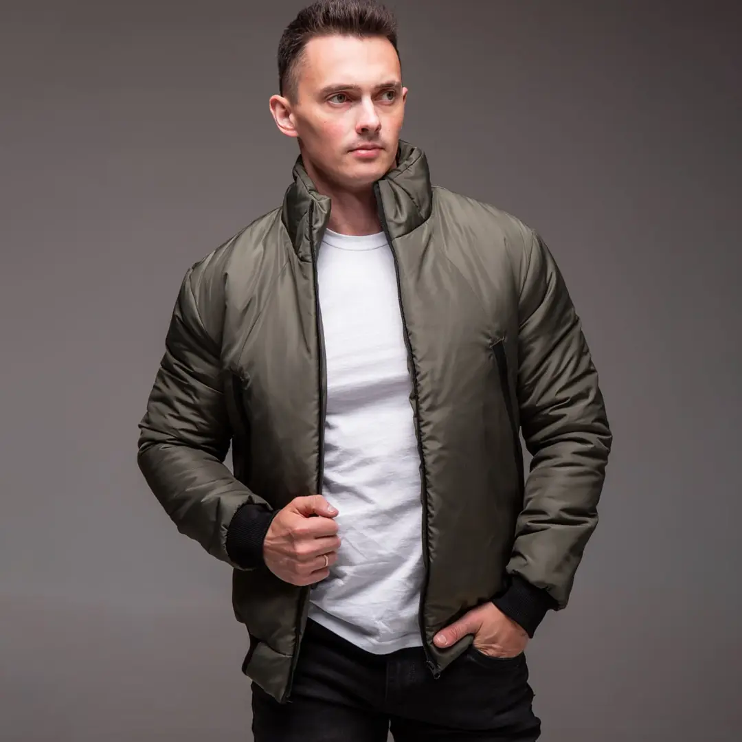 Чоловіча утеплена куртка бомбер (хакі)