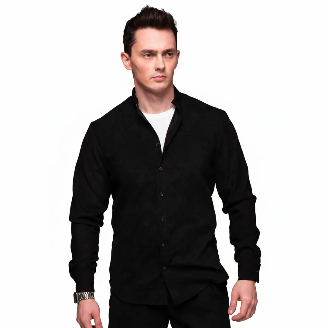 Чоловіча вельветова сорочка Modern з довгим рукавом (чорна)