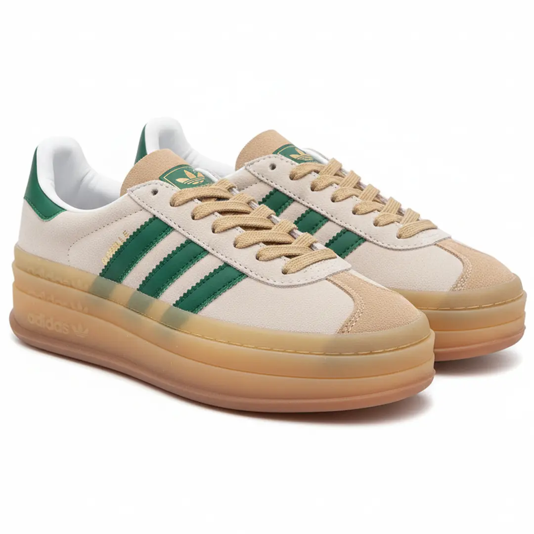 Кросівки жіночі Adidas Gazelle Bold Platform (зелені смужки)