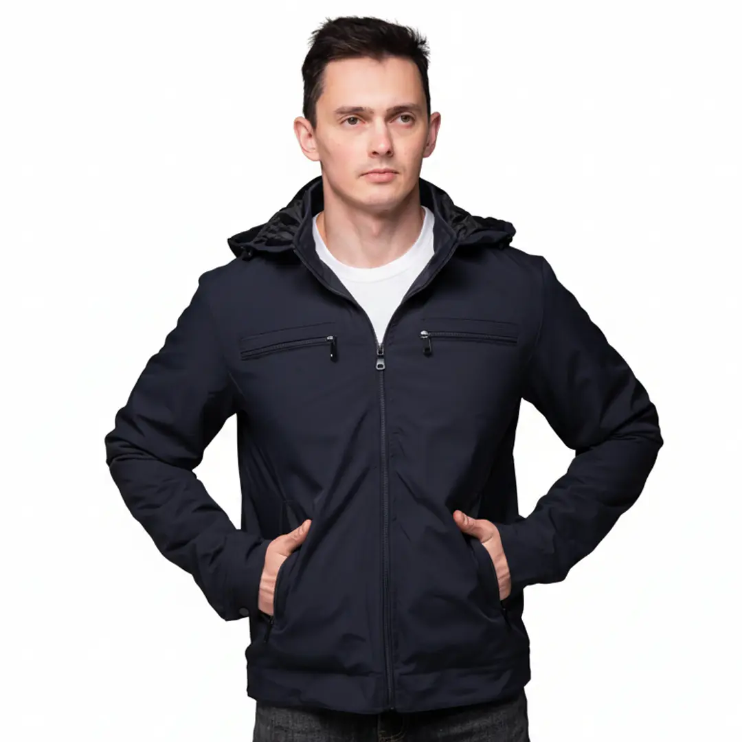 Утеплена вітрівка із кишенями на грудях (синя)