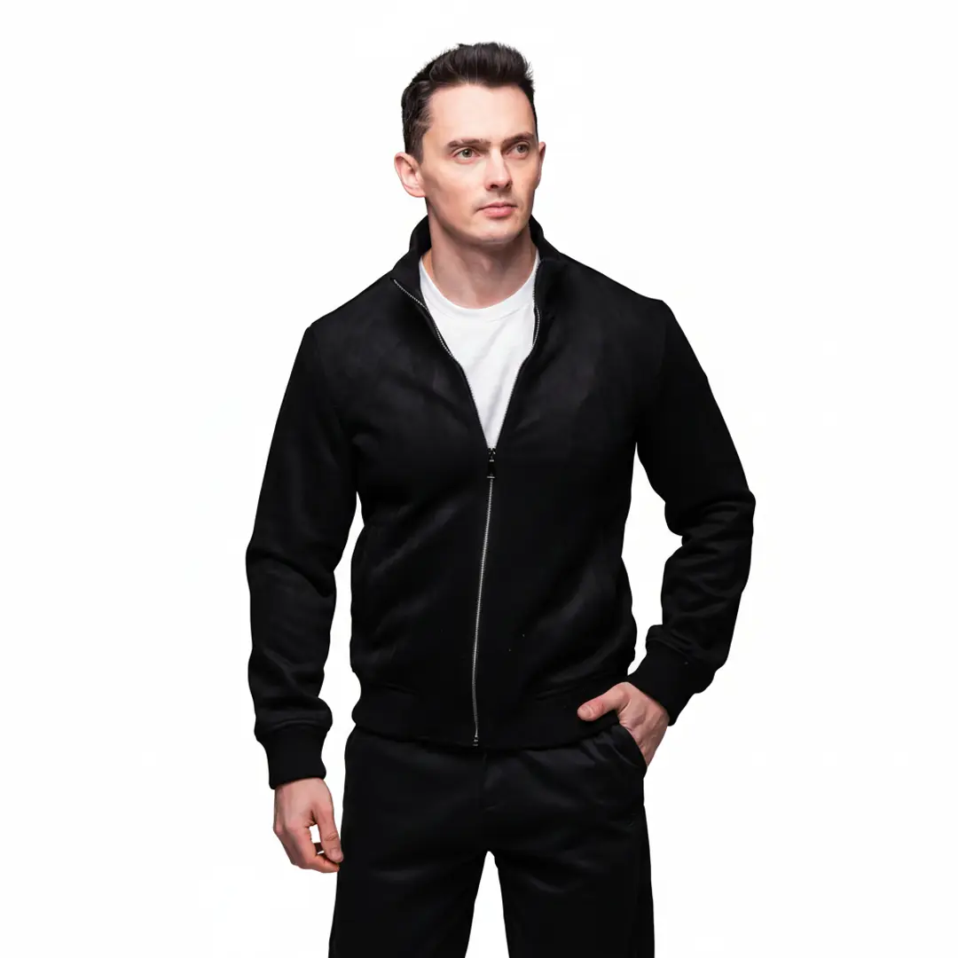 Замшева куртка Woody комір стійка (чорна)