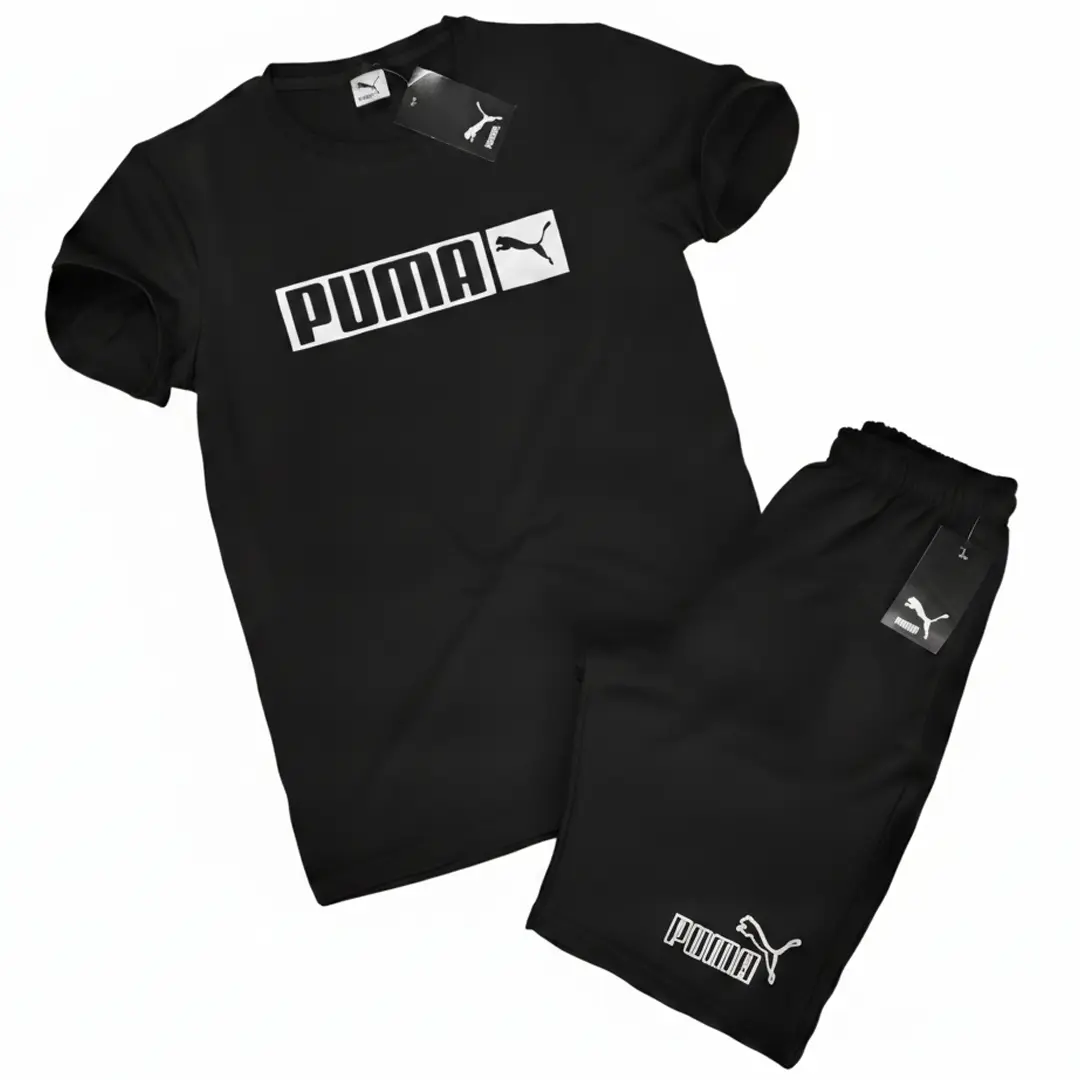 Літній комплект Комплект Puma (чорні футболка + шорти) Орхідея Комплект Puma (чорні футболка + шорти)