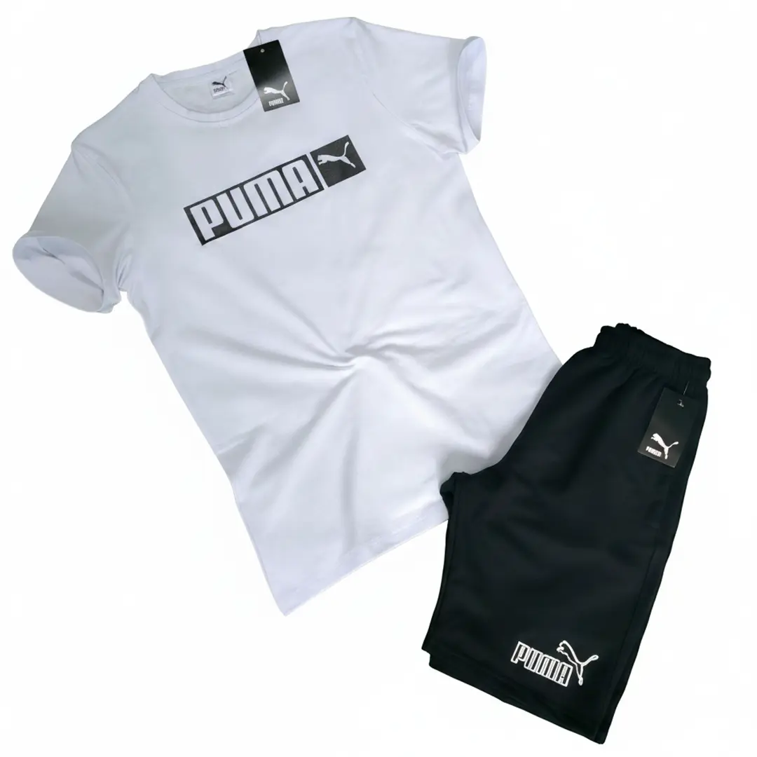 Літній комплект Комплект Puma (футболка біла + шорти чорні) Орхідея Комплект Puma (футболка біла + шорти чорні)