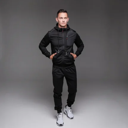 Спортивні костюми Чоловічий спортивний костюм кишеня на грудях чорний Орхідея