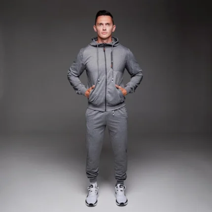 Спортивні костюми Чоловічий спортивний костюм кишеня на грудях сірий Орхідея