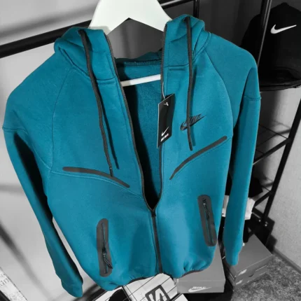 Спортивні кофти Зимова кофта Nike темно-бірюзова (лого нашивка) Орхідея