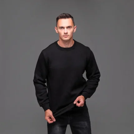 Кофти утеплені на флісі Світшот чоловічий чорний Casual на флісі Орхідея